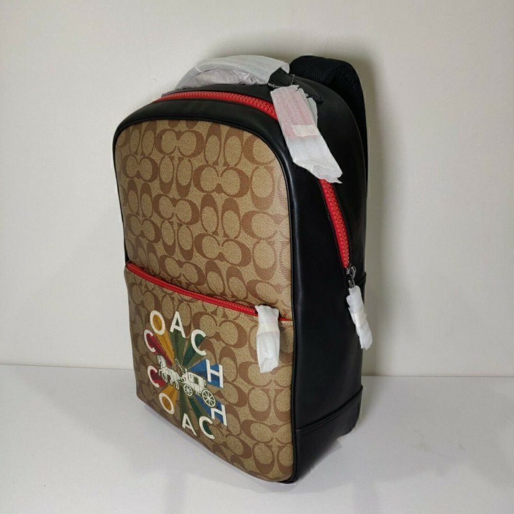 NWT C6856 Coach Westway Backpack In Signature Canvas Radial Rainbow - Picture 2 of 6